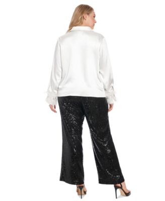 Plus Size Sequined Pull-On Pants