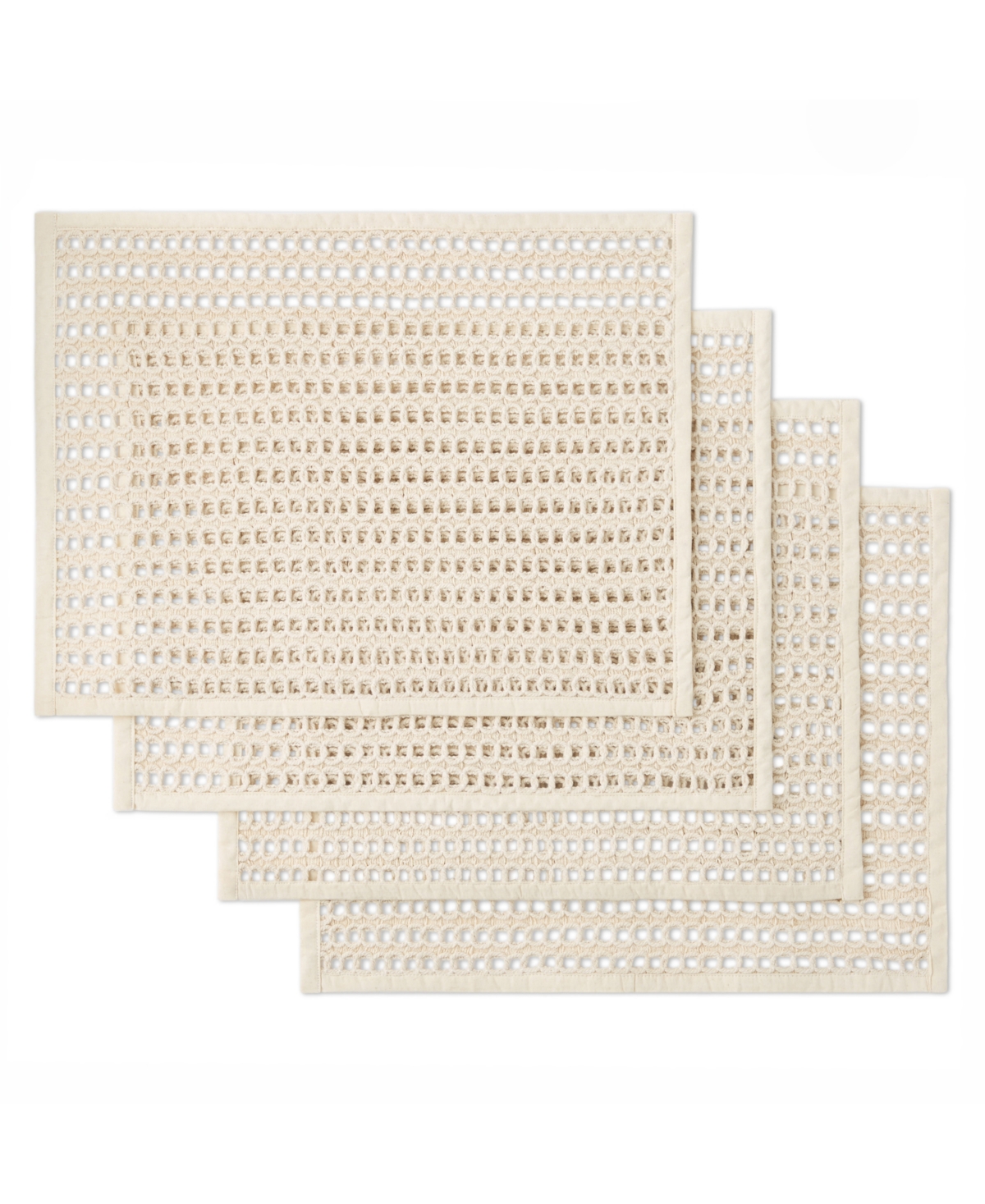 Fiesta Kai Macrame Placemat 14" X 19", Set Of 4 In White,blue