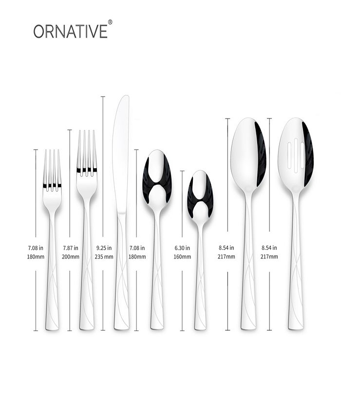 Ornative Jara Mirror 42 Piece Flatware Set with Wire Caddy, Service for ...