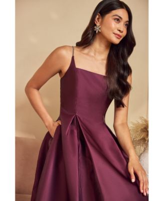 【海外限定】AdriannaPapell ドレス☆Purple Lace Midi Dress Adrianna Papell Mikado Square-Neck Fit & Flare Midi Dress