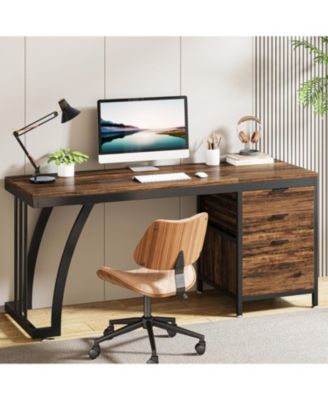 Computer Desk with Reversible Drawers, 59-Inch PC Desk for Home Office