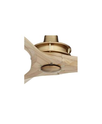 52" Windspun Modern Indoor Ceiling Fan 3 Blade Remote Control Soft Brass Finish Natural Wood Blades Bedroom Living Room