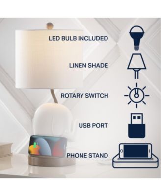Ellie 20.25" Bohemian Designer Iron/Resin Elephant LED Kids' Table Lamp with Phone Stand and USB Charging Port, Pink
