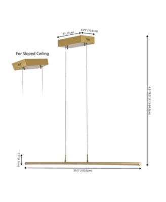 Conley 39.5" Dimmable Adjustable Integrated LED Metal Linear Pendant, Brass Gold