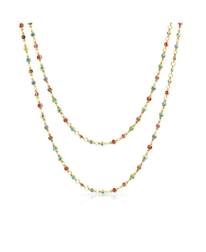 Bling Jewelry Delicate Multi-Color Strand Necklace Evil Eye 14K Gold