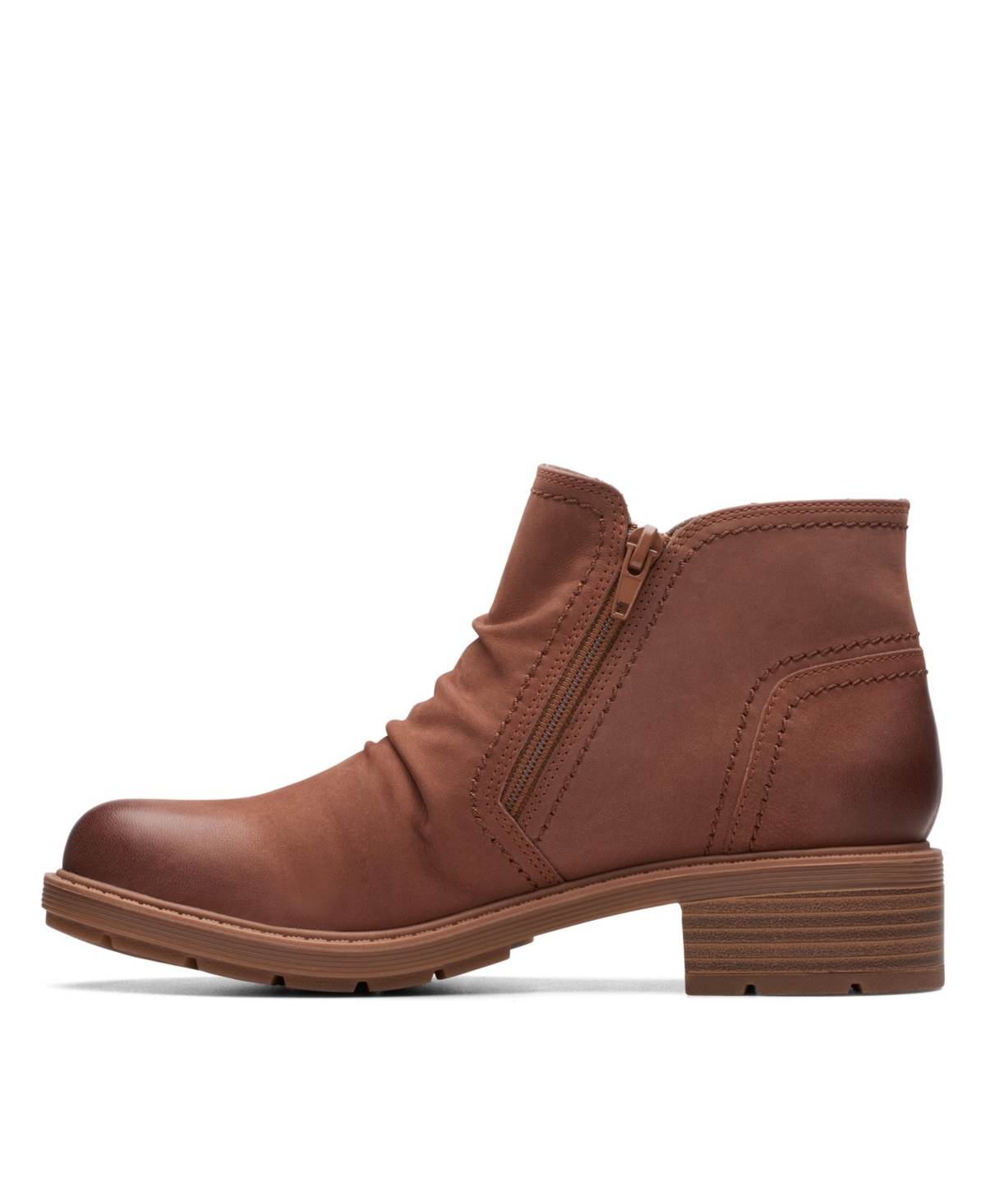 Clarks Women's Hearth Dove Lug Sole Ruched Booties In Tan Nubuck