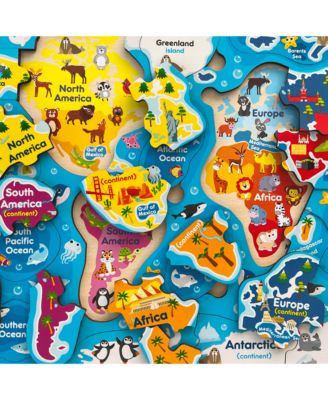 3 Set Kids Puzzles for 3-5 Years Old - Educational Toddler Map Puzzle USA World - Wooden or Magnetic