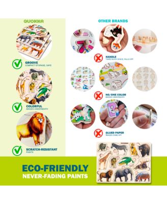 3xSET Wooden Montessori Puzzles for Toddlers 1-3 – Learning Realistic Animals