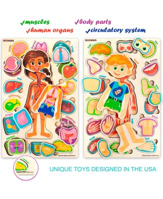 Wooden Montessori Puzzles for Kids Ages 4-6 –  Human Anatomy