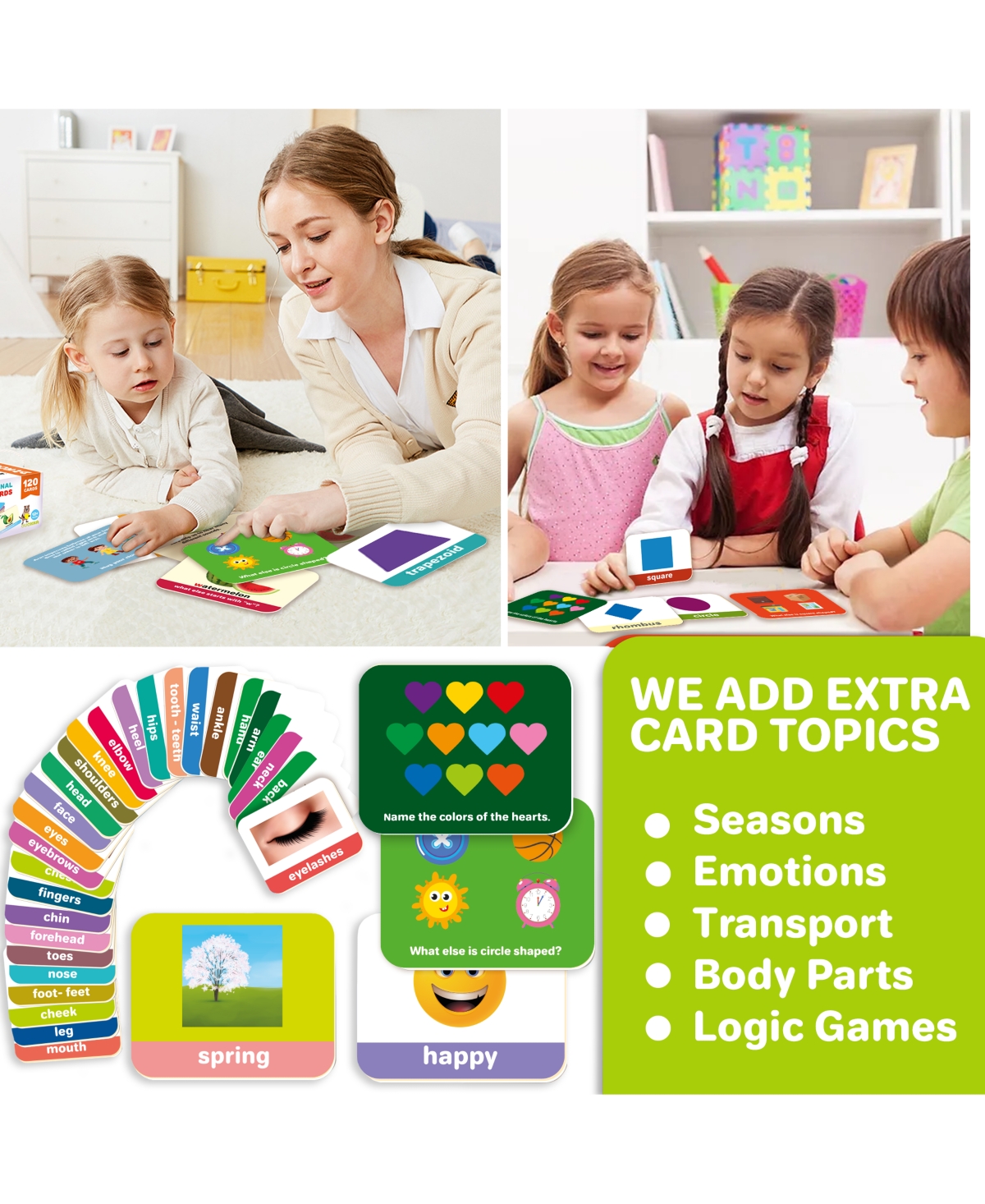 Quokka 60 Abc Learning Flash Cards for Toddlers 2-4 Years Old - 120 cards