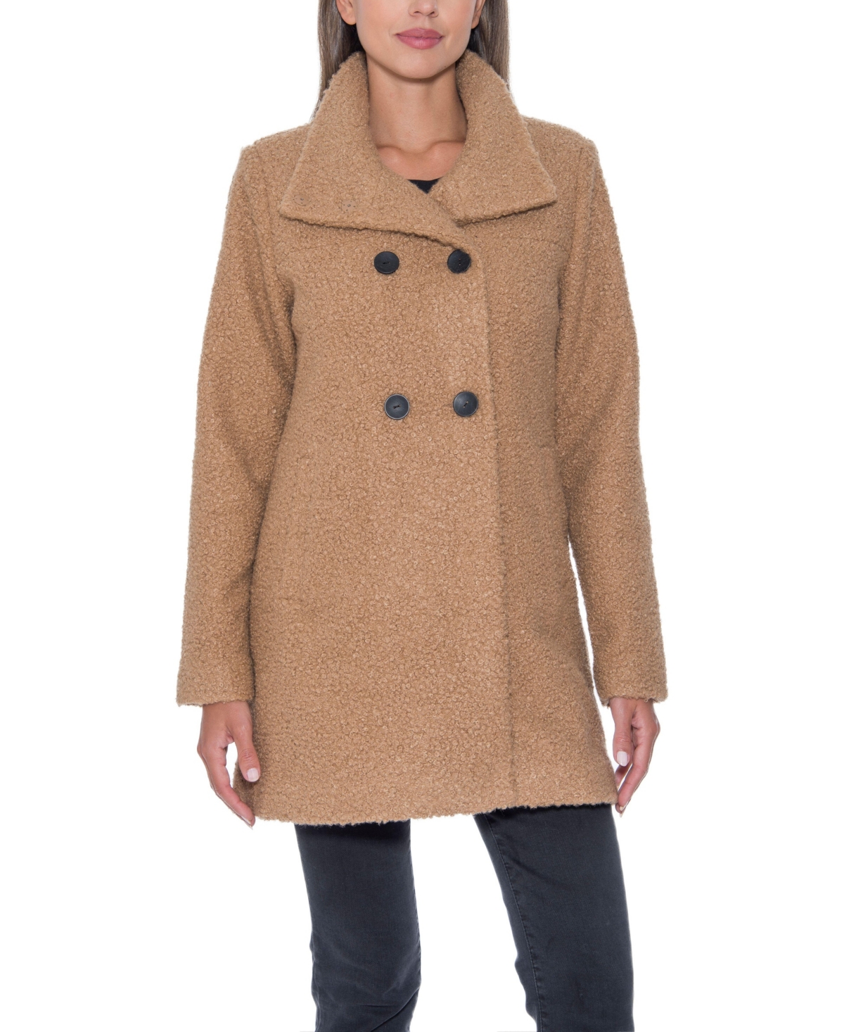 Sebby Collection Women's Boucle Double Breasted Walking Coat