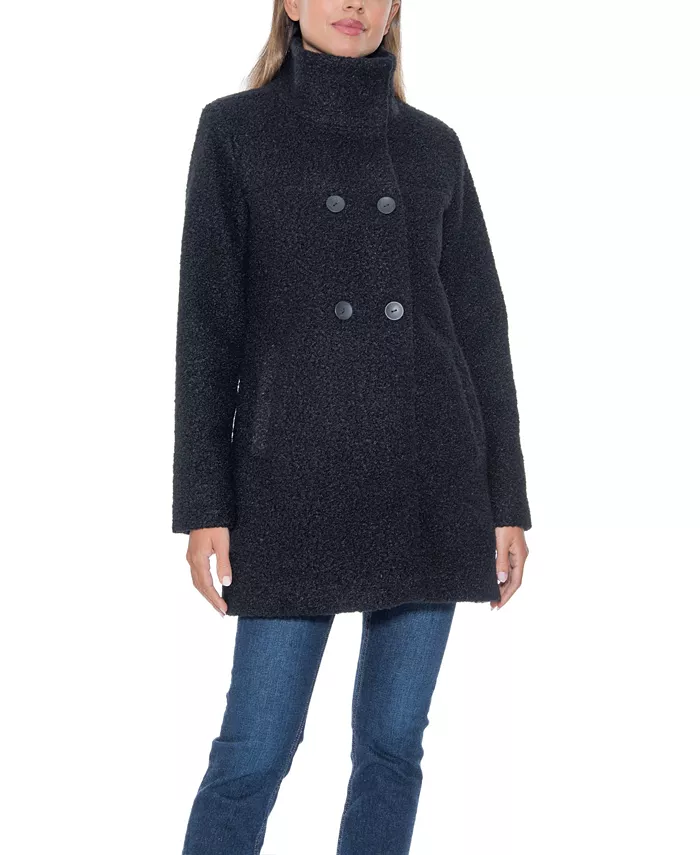 Women's Boucle Double Breasted Walking Coat - thumbnail 4