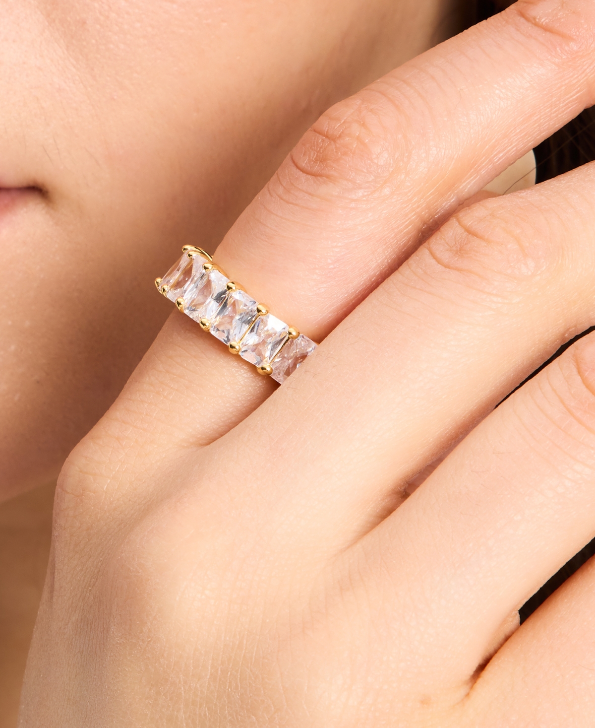 Kate Spade New York Gold-Tone Baguette Cubic Zirconia Eternity Band Ring - Clear