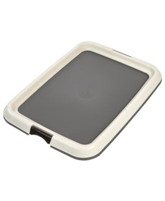 Pad Holder, Fits 17"x24" or Larger, Medium, Puppy Dog Pad Hoder, Secured Latches, Non-Skid Rubber Feet, High Polish Finish for Easy Cleaning, Leak Protection, Tray, Dark Gray