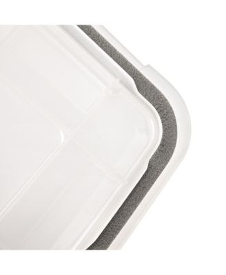 USA 106qt WEATHERPRO Wheeled Plastic Storage Bin with Seal Latching Lid and 6Buckles, Pull Handle 2Pk