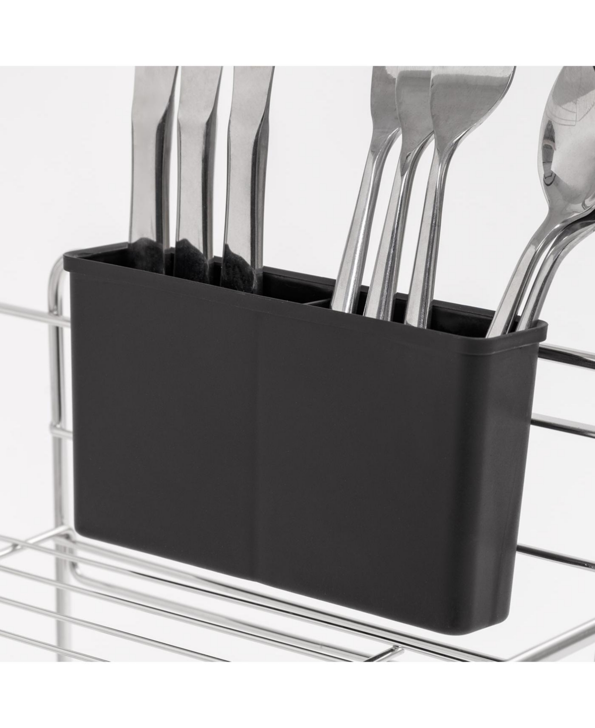 Iris Usa 2-tier Slim-sized Dish Rack with Drain Spout, Black