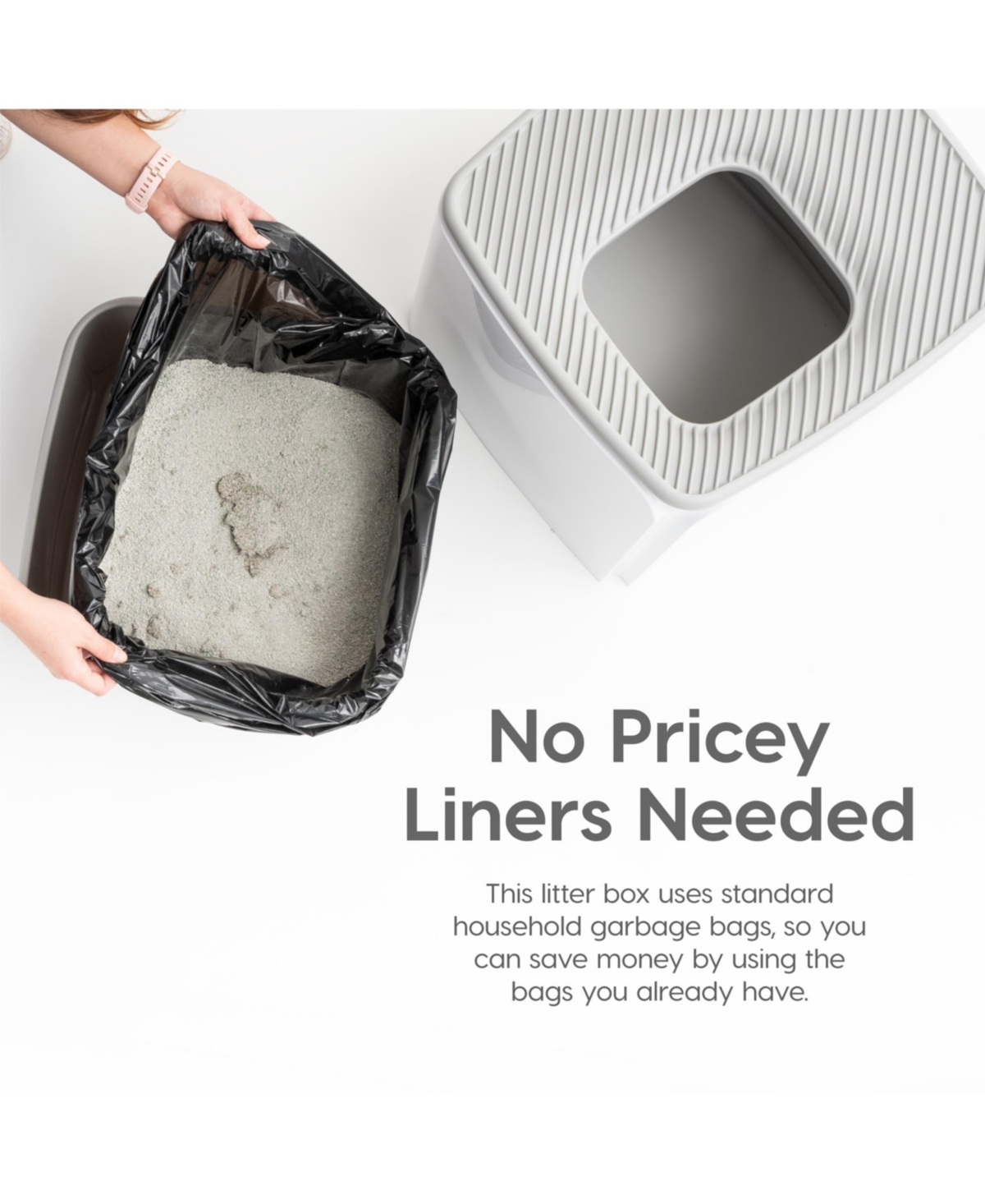 Iris Usa Premium Top Entry Cat Litter Box Litter Particle Catching Cover and Privacy Walls with Scoop,- White