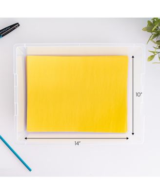 12 Qt. Large Deep Clip Box, 4 Pack, Clear Plastic Storage Container Bins with Latching Lids, Organizer Solution for Home, Office and Classroom, Stackable Nestable, Seafoam Blue Buckles