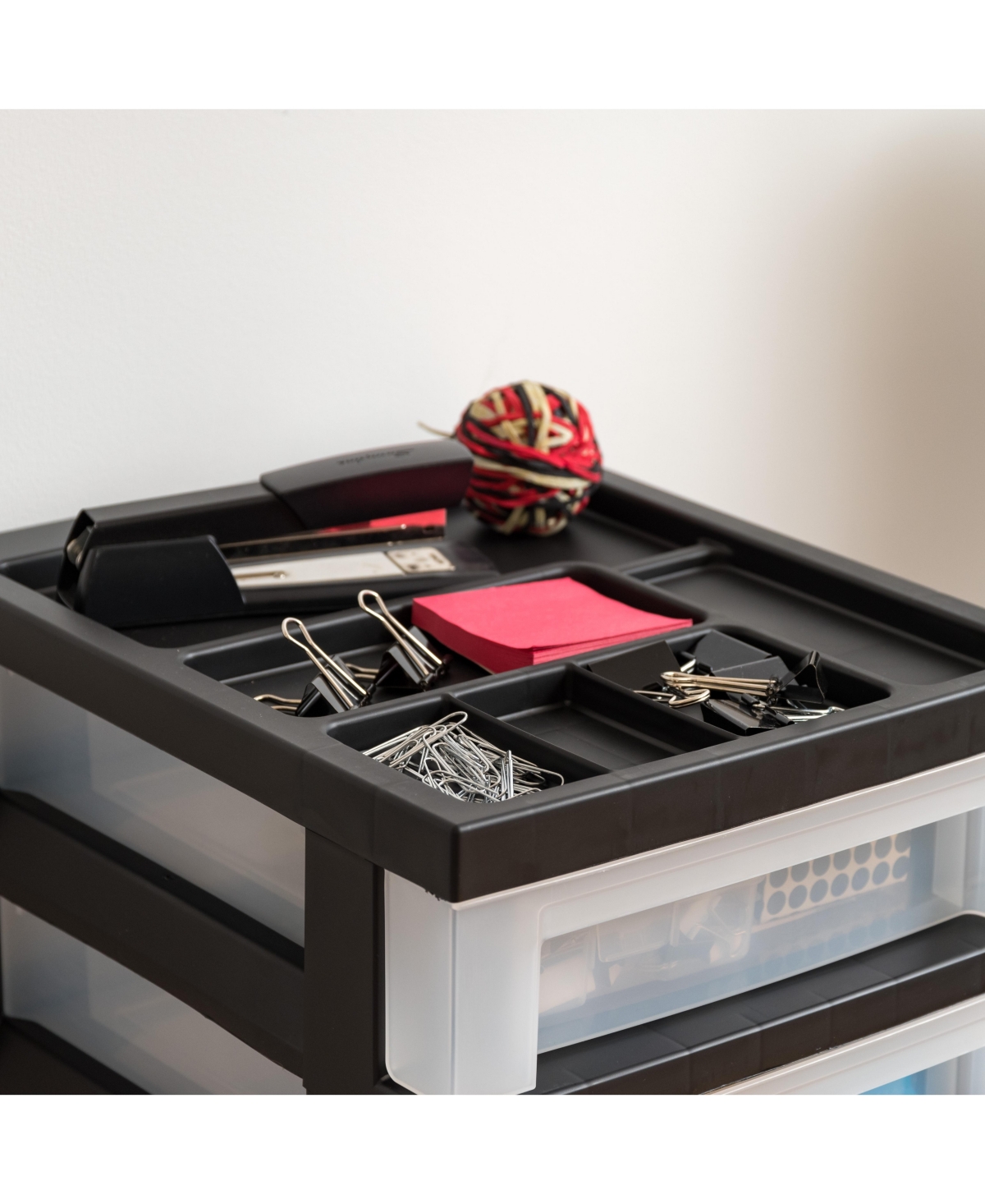 Iris 10 Drawer Rolling Storage Cart with Drawers with Organizer Top,- Black