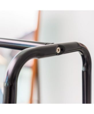 USA Clothes Rack for Hanging Clothes with 2 Shelves, Freestanding Clothing Rack, Easy to Assemble Garment Rack, Metal, Sturdy Design, Multipurpose, Small Space Storage Solution, Marble Black