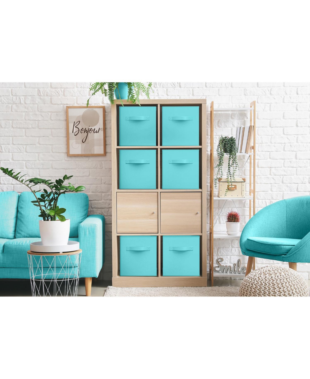 Sorbus 11 Inch 6 Pack Foldable Fabric Storage Cube Bins with Handles - for Organizing Pantry, Closet, Nursery, Playroom, and More