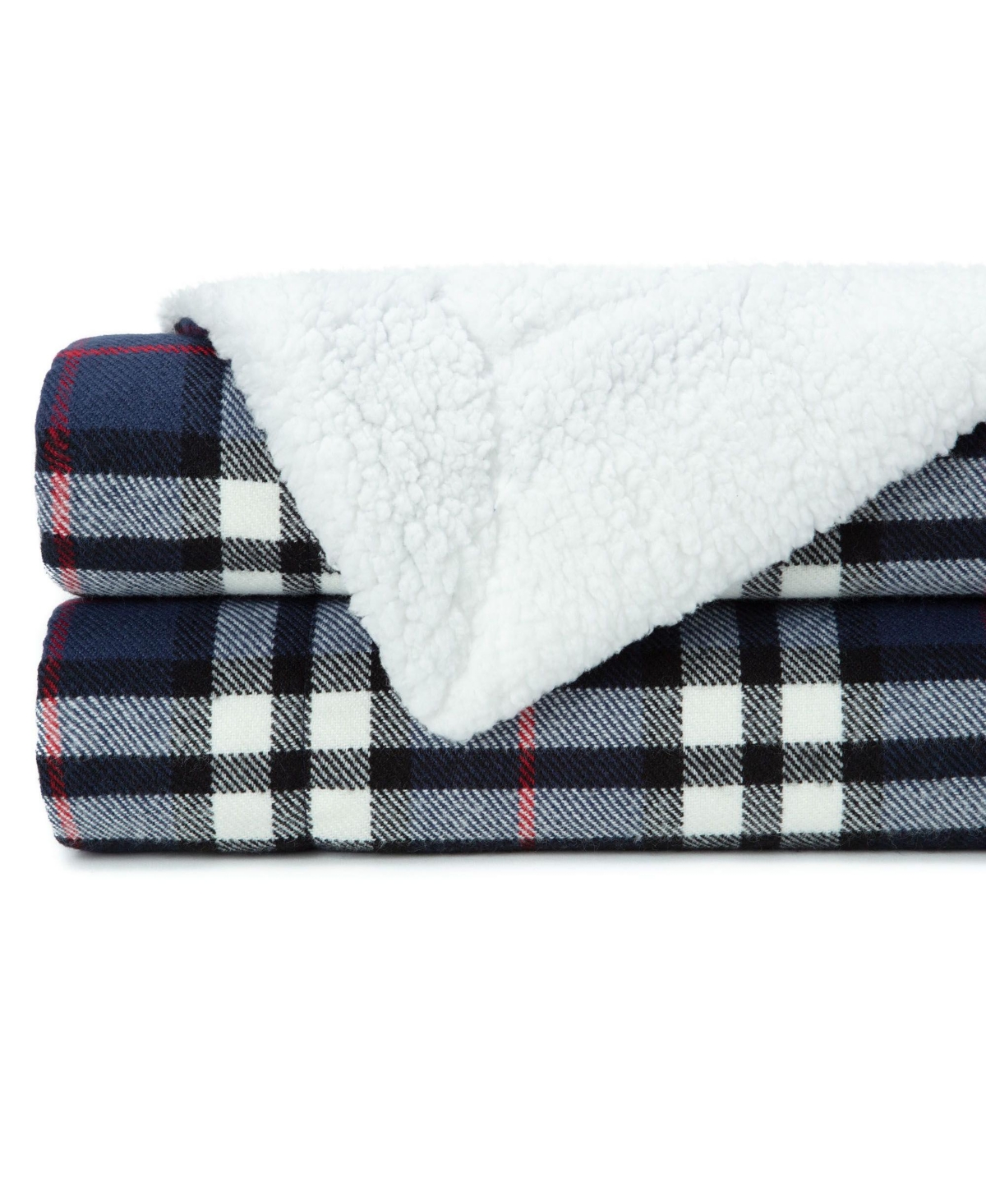 Chanasya Premium Red Cream Sherpa Plaid Blanket - Soft Cozy Plush Fluffy Fleece Flannel Throws Blankets for Sofa Couch Living & Bed Room - Rusti