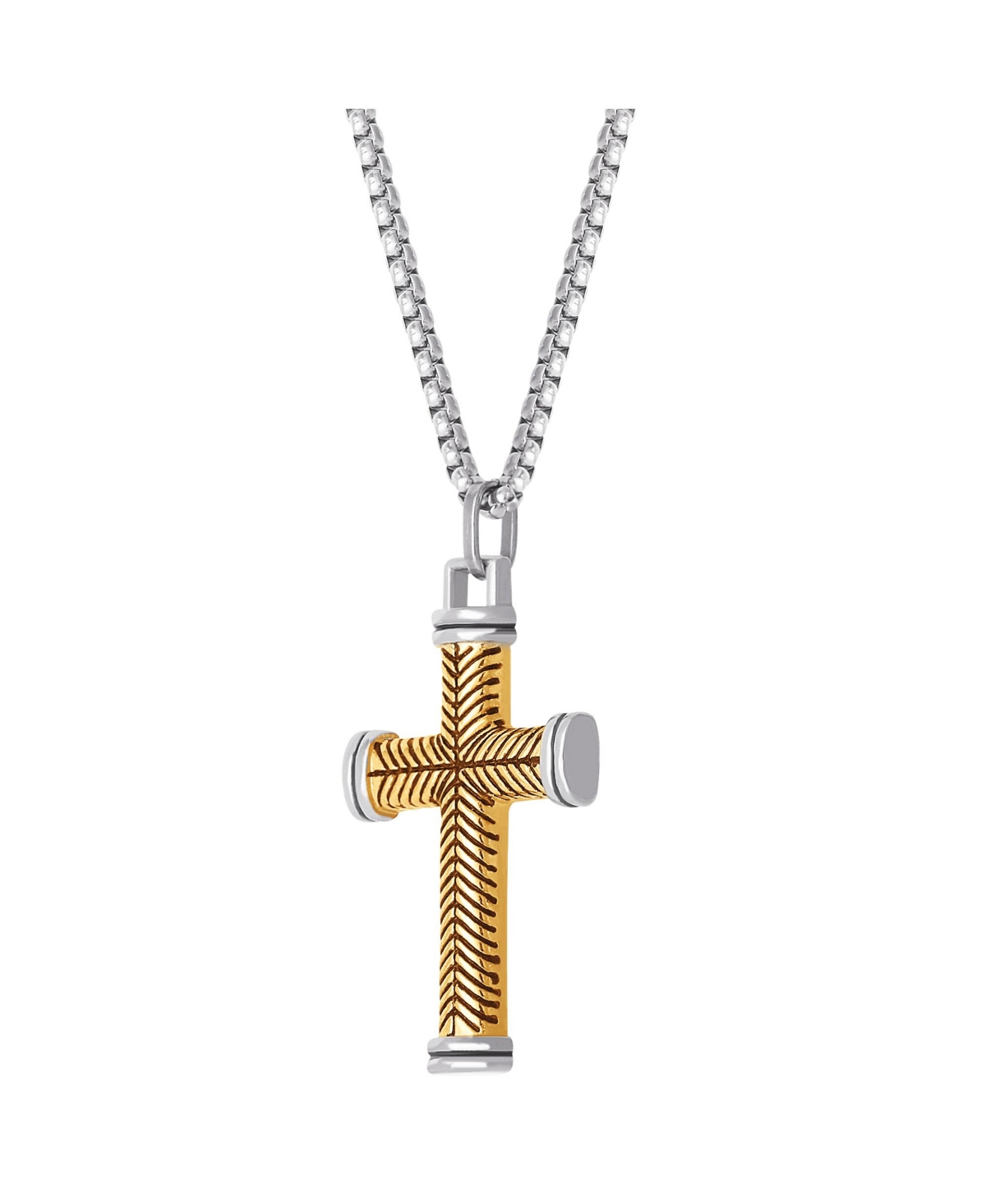 Lucky Brand Stainless Steel 316L Two Tone Cross Necklace Silver tone gold tone Smart Closet