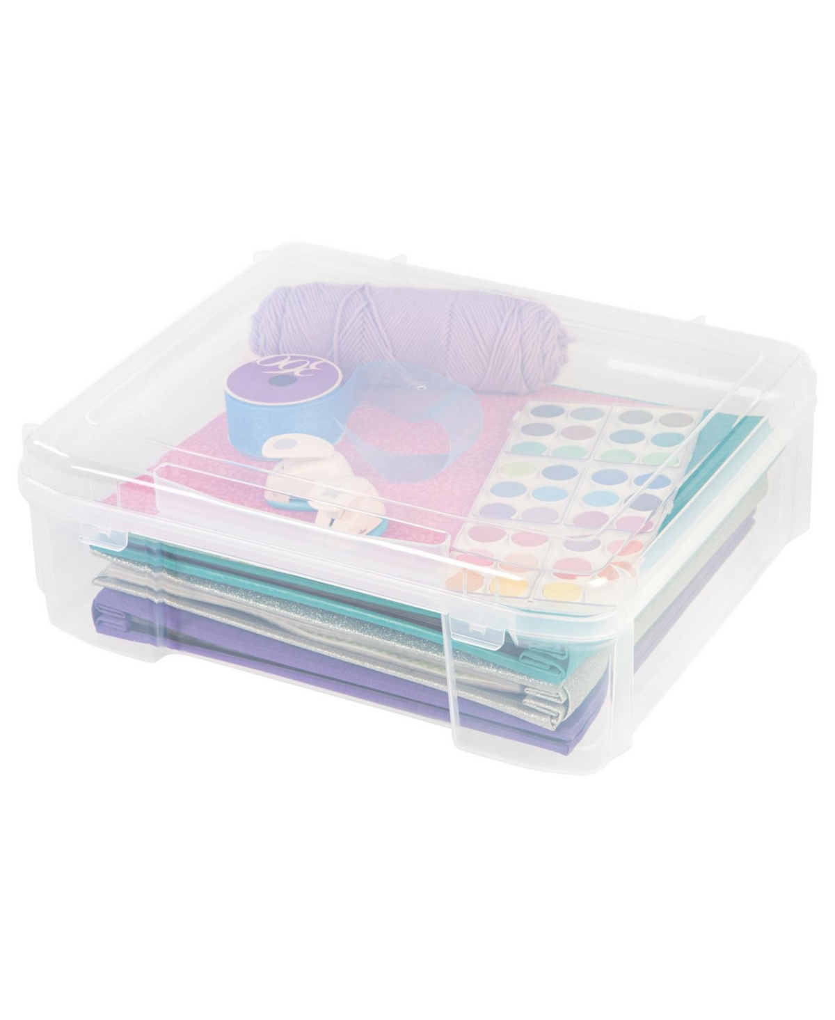 Usa Fits 12" x 12" Paper Thick Portable Plastic Scrapbook Project Case with Built-in Handle - White