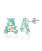 Care Bears Wish Bear 3D Stud Earrings - Silver tone, teal
