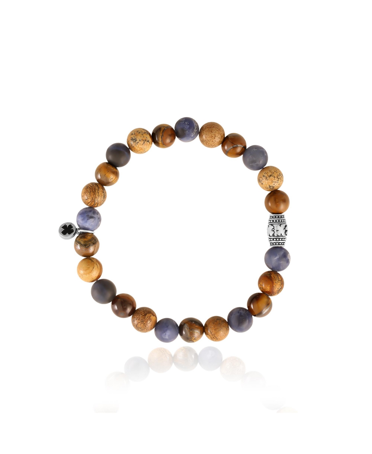 Sodalite, Picture Jasper and Tigers Eye Beaded Elastic Bracelet - Brown, black