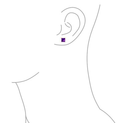 2CT Red Square Cubic Zirconia Princess Cut AAA CZ Stud Earrings For Women .925 Sterling Silver Simulated Ruby