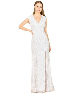 Women's Beaded Cap Sleeve Wedding Dress