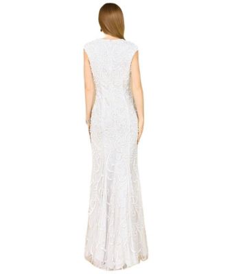 Women's Beaded Cap Sleeve Wedding Dress