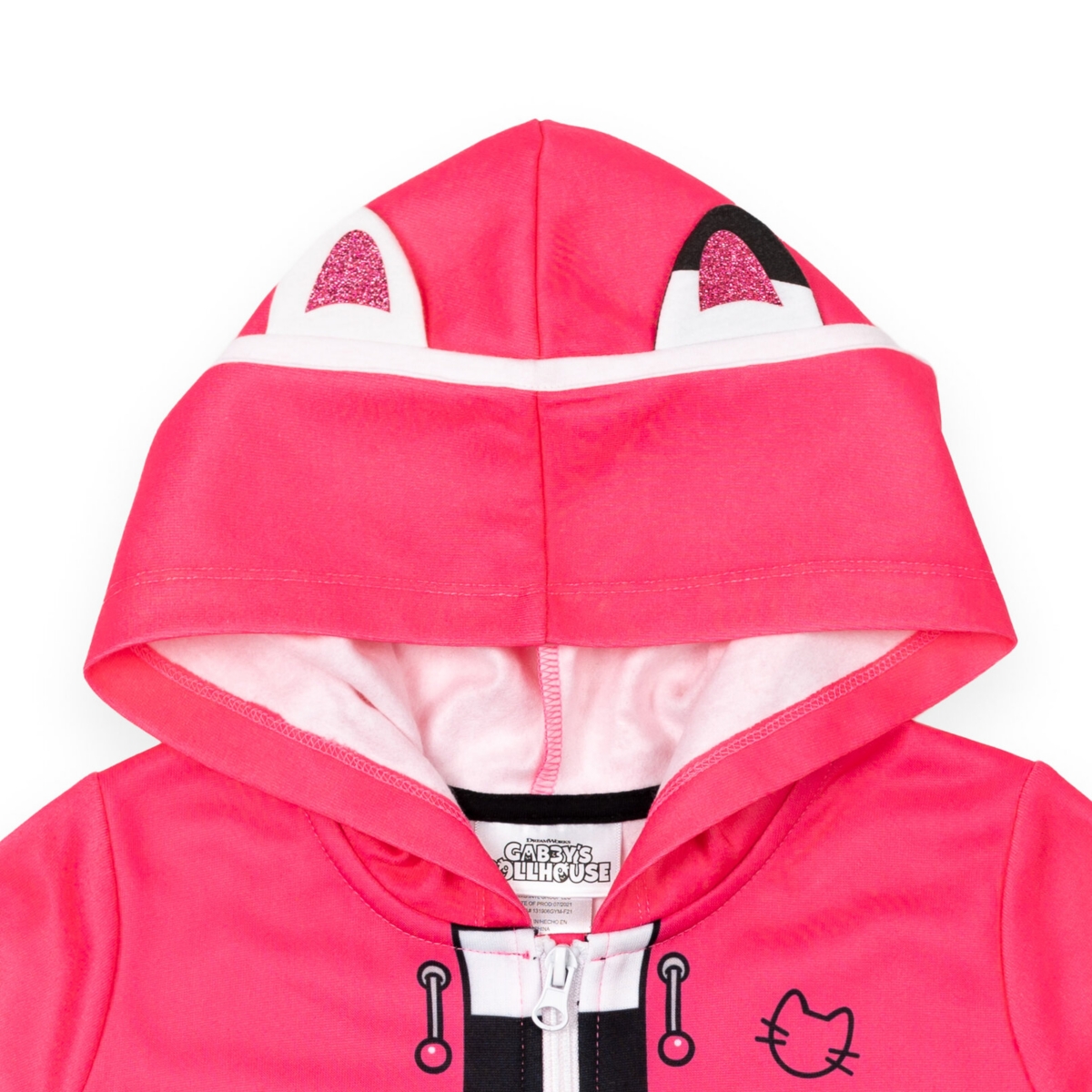 Dreamworks Gabby's Dollhouse Girls Zip Up Hoodie to -/ black / white