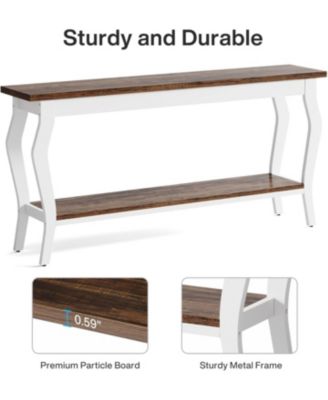 70.9 Inches Extra Long Sofa Table Behind Couch, Vintage Console Entry Table with 2-Tier Storage