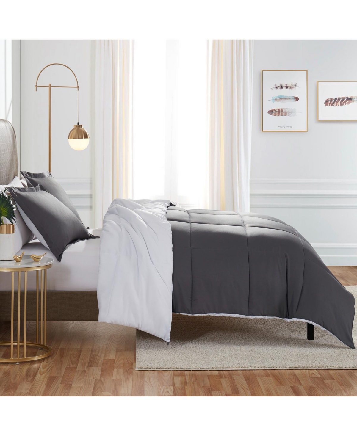 Empyrean Bedding Down Alternative Comforter, All Season Quilted Duvet Insert -grey