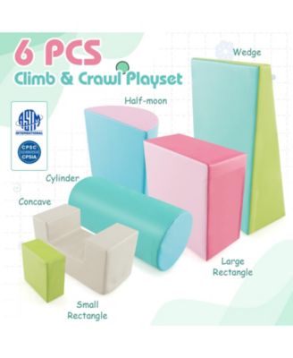 Kids 6 Pieces Foam Climbing Blocks Indoor Climb and Crawl Activity Playset with Rectangles