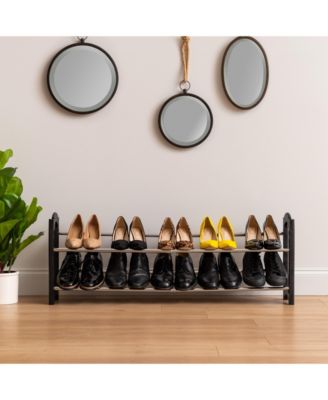 2 Tier Extendable and Stackable Freestanding Metal Shoe Racks for Entryway