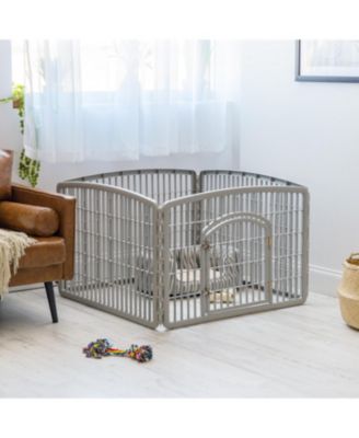 24-inch Exercise 4-Panel Pet Playpen with Door, Silver