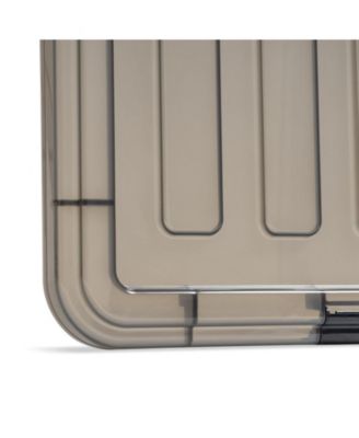 USA 4 Pack 91qt Large Plastic Storage Bin with Lid and Secure Latching Buckles, Clear/Gray