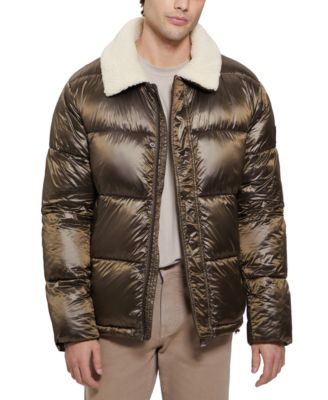 GUESS - Men's Puffer Jacket with Sherpa Collar