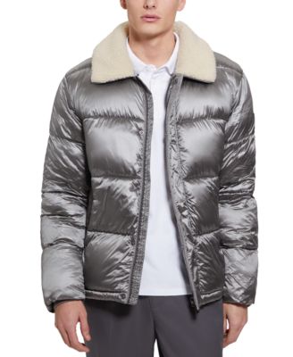 GUESS - Men's Puffer Jacket with Sherpa Collar