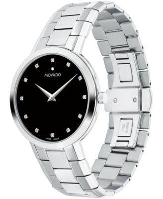 Men's Faceto Swiss Quartz Stainless Steel Diamond Accent Watch 39mm