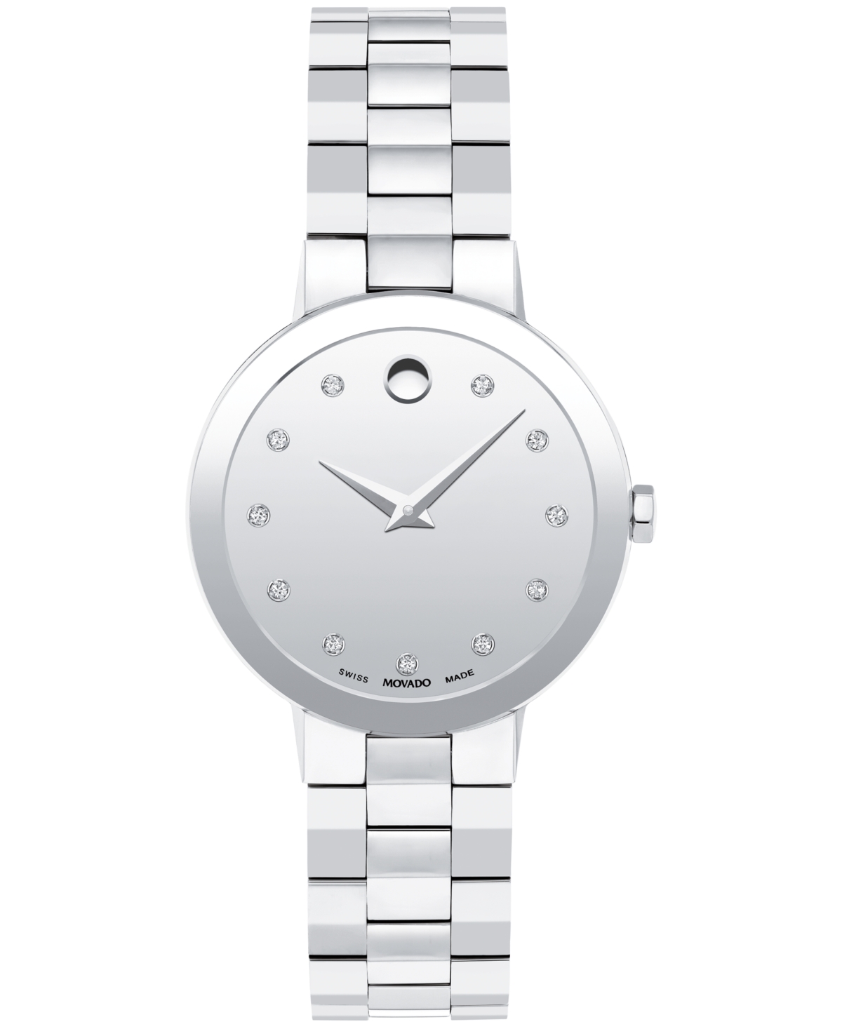 Women's Sapphire Swiss Quartz Stainless Steel Diamond Accent Watch 28mm - Silver-tone
