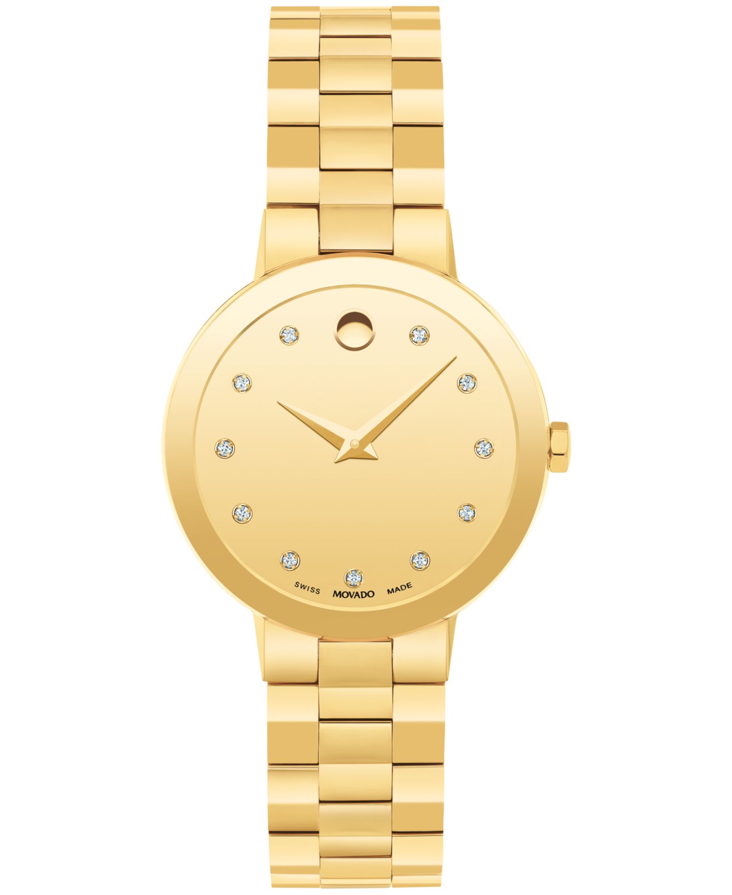 Women's Sapphire Swiss Quartz Yellow Pvd Diamond Accent Watch 28mm