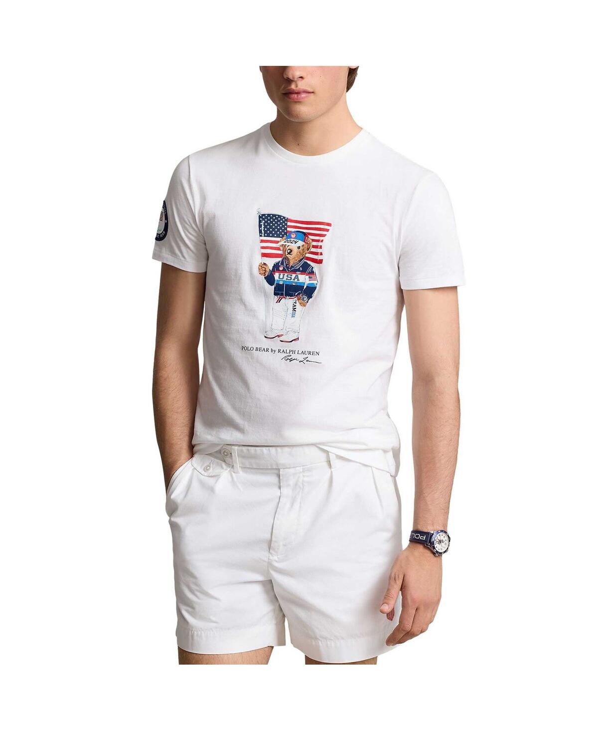 Polo Ralph Lauren Men'sTeam Usa Paris 2024 Summer Paralympics Villagewear Bear T-Shirt - White