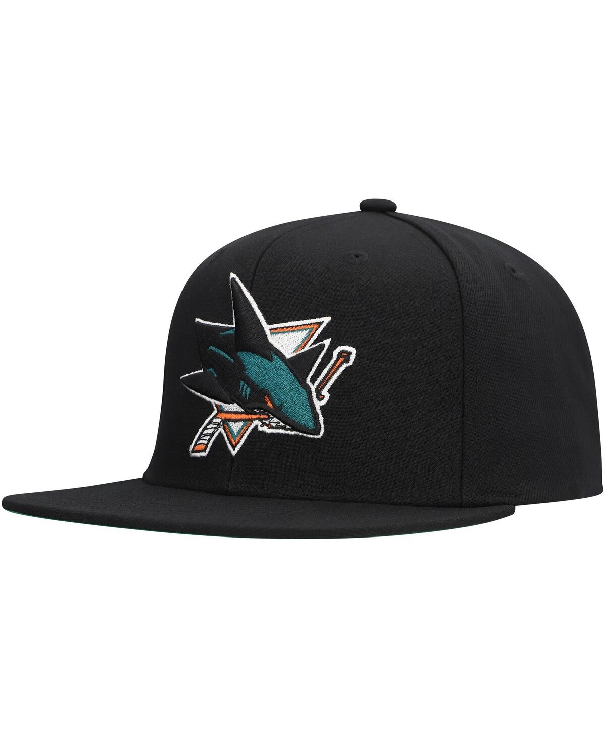 Mitchell & Ness Men's Black San Jose Sharks Core Top Spot Snapback Hat In Black