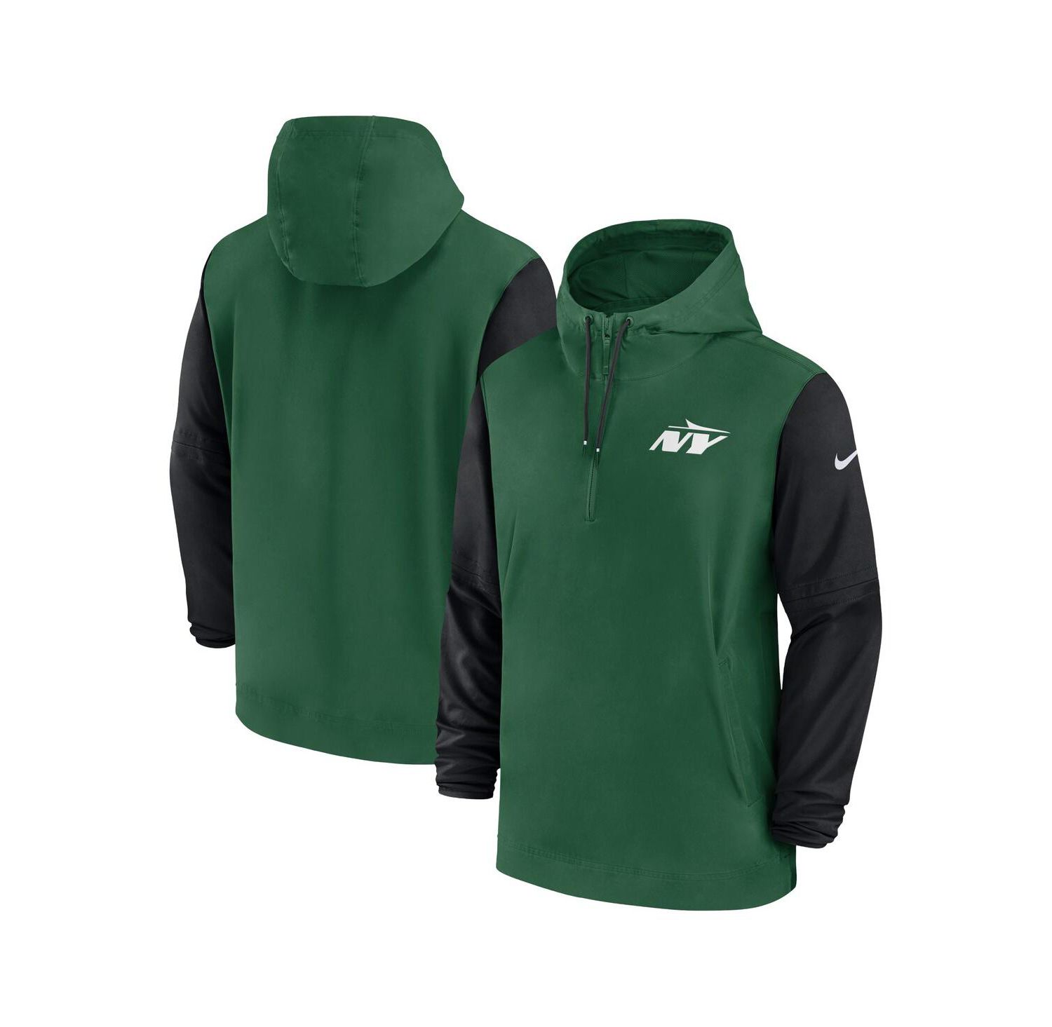 Men's Green/Black New York Jets 2024/25 Sideline Pre-Game Player 1/2-Zip Hoodie Jacket