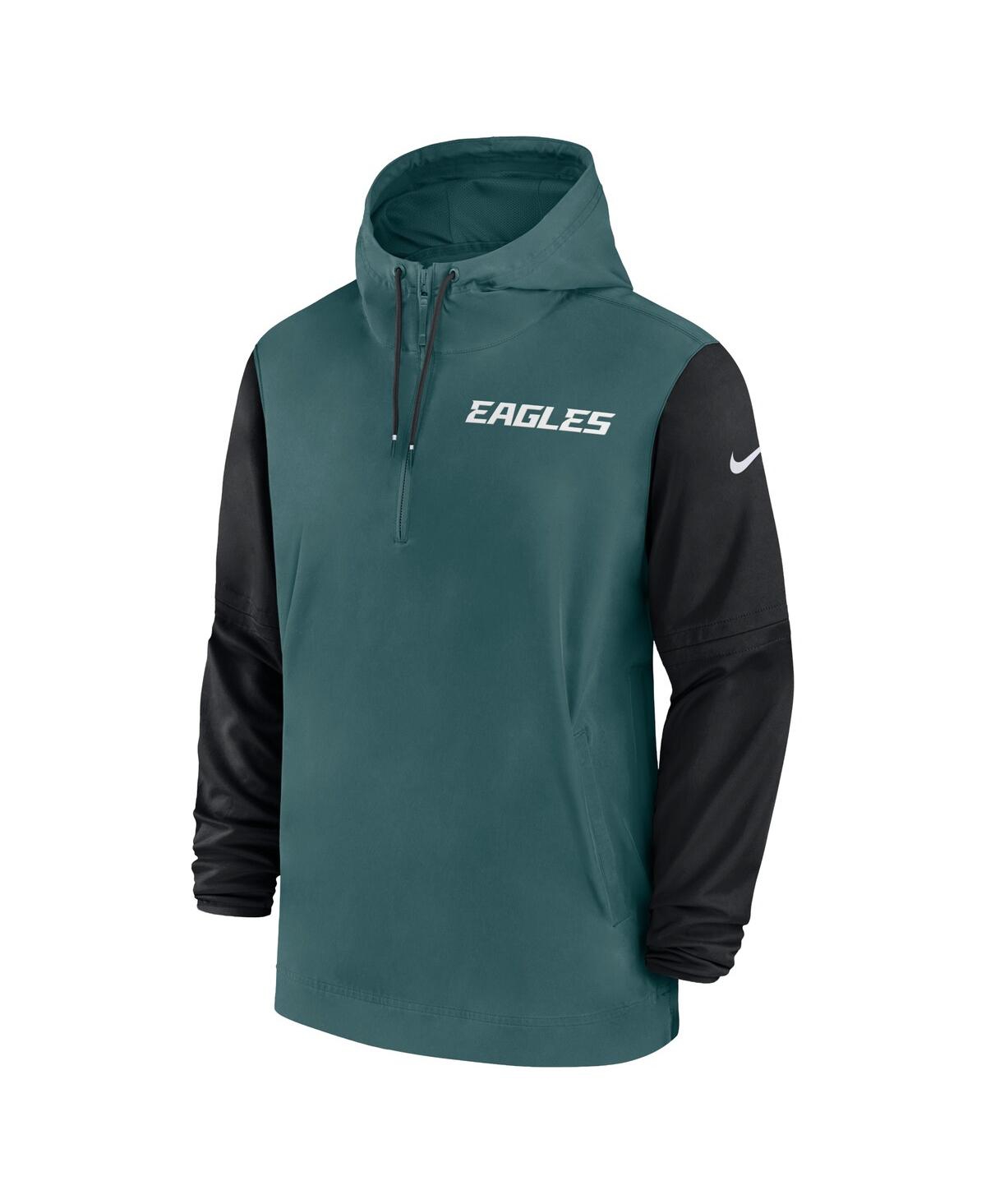 Nike Men's MidnightBlack Philadelphia Eagles 2024/25 Sideline Pre-Game Player 1/2-Zip Hoodie Jacket - Green, Black