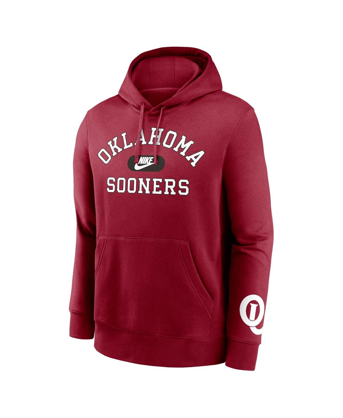 Nike Men'sOklahoma Sooners Legacy Foundational Two-Hit Club Performance Pullover Hoodie - Crimson